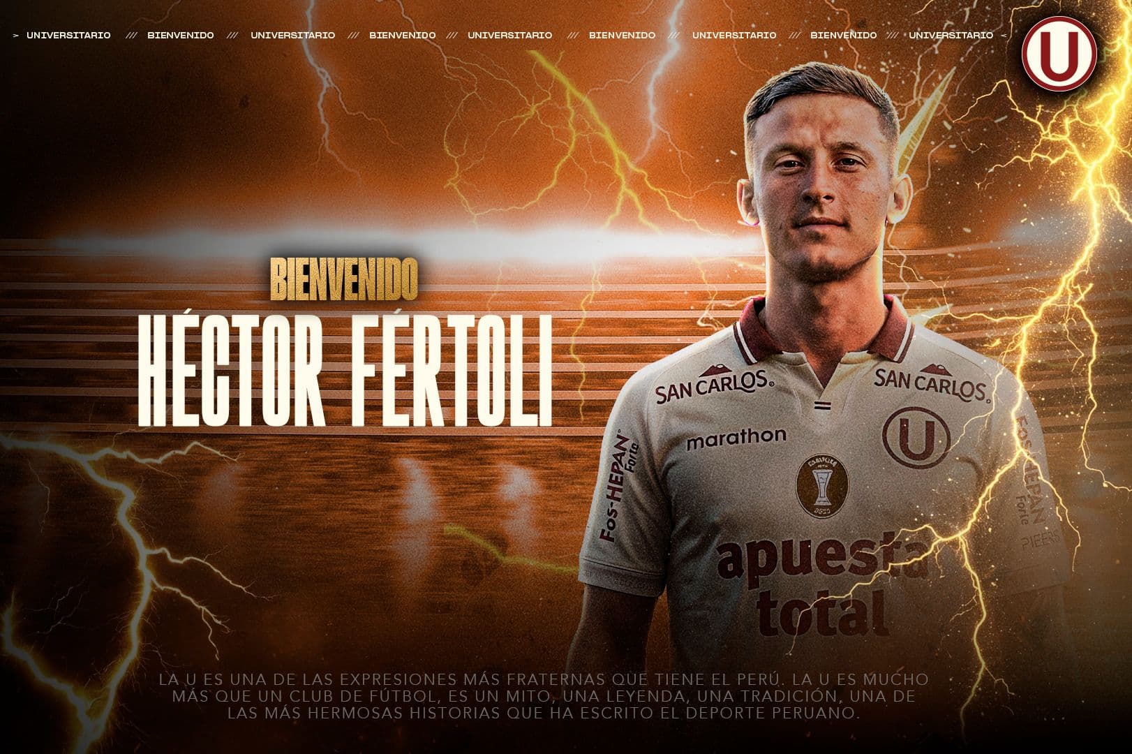 El volante Héctor Fértoli se incorpora a Universitario de Deportes
